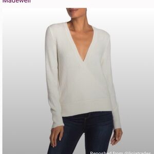 Madewell Women's Faux Wrap Alpaca and Wool blend Cream Sweater